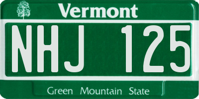 VT license plate NHJ125
