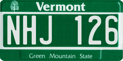 VT license plate NHJ126
