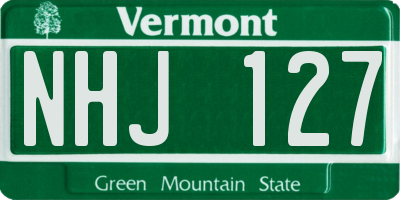 VT license plate NHJ127