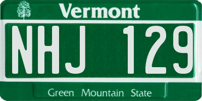 VT license plate NHJ129
