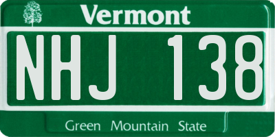 VT license plate NHJ138