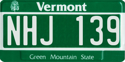 VT license plate NHJ139