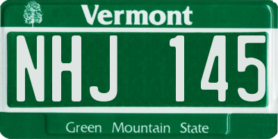 VT license plate NHJ145