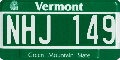 VT license plate NHJ149