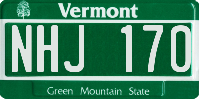 VT license plate NHJ170