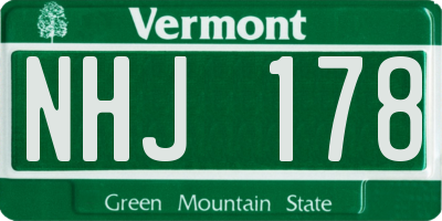 VT license plate NHJ178