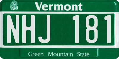 VT license plate NHJ181