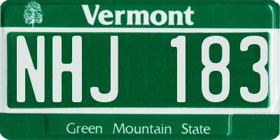 VT license plate NHJ183