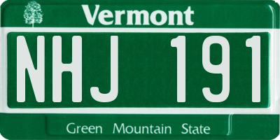 VT license plate NHJ191