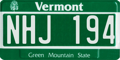 VT license plate NHJ194