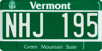 VT license plate NHJ195