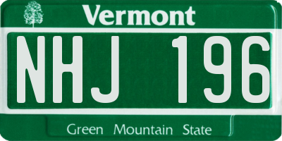 VT license plate NHJ196