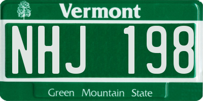 VT license plate NHJ198