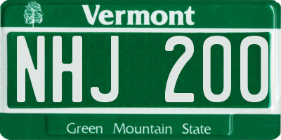 VT license plate NHJ200