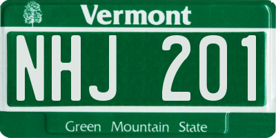 VT license plate NHJ201