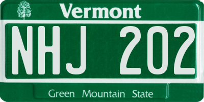 VT license plate NHJ202