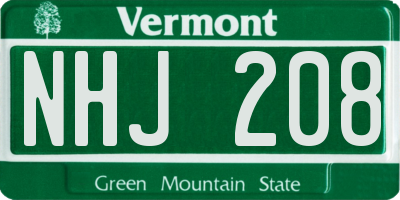 VT license plate NHJ208