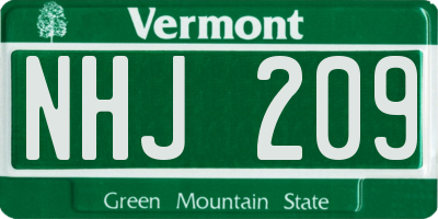 VT license plate NHJ209