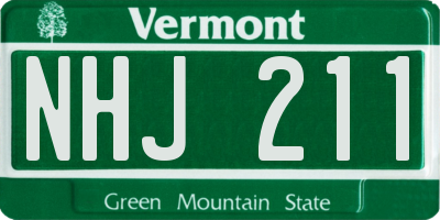 VT license plate NHJ211