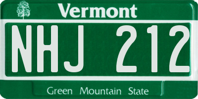 VT license plate NHJ212