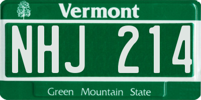 VT license plate NHJ214