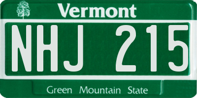 VT license plate NHJ215