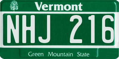 VT license plate NHJ216