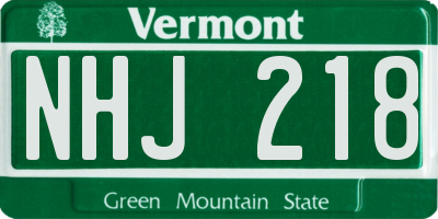 VT license plate NHJ218