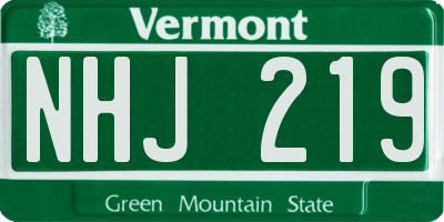 VT license plate NHJ219