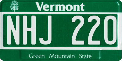 VT license plate NHJ220
