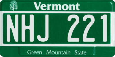 VT license plate NHJ221