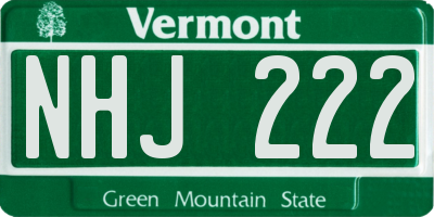 VT license plate NHJ222