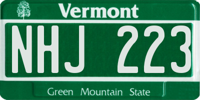 VT license plate NHJ223