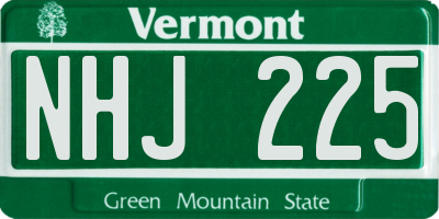VT license plate NHJ225
