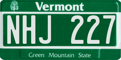 VT license plate NHJ227