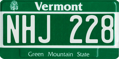 VT license plate NHJ228