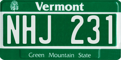 VT license plate NHJ231