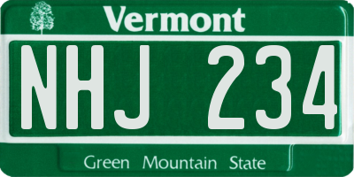 VT license plate NHJ234