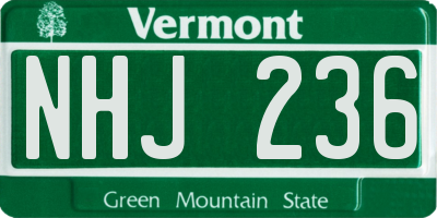 VT license plate NHJ236