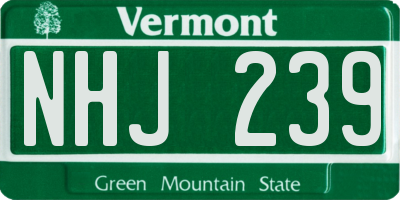 VT license plate NHJ239