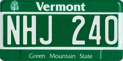 VT license plate NHJ240