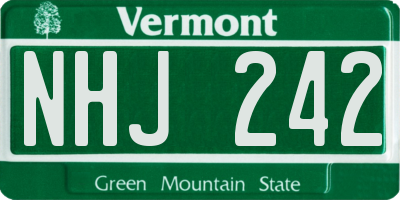 VT license plate NHJ242