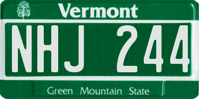 VT license plate NHJ244