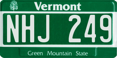 VT license plate NHJ249