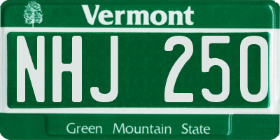 VT license plate NHJ250