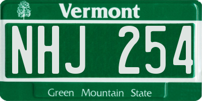 VT license plate NHJ254