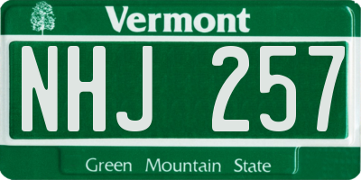 VT license plate NHJ257