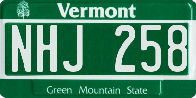 VT license plate NHJ258