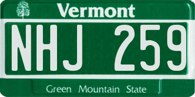 VT license plate NHJ259