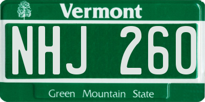 VT license plate NHJ260